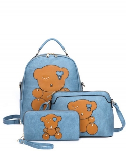 Fashion Bear 3-in-1 Backpack Set BZ-XM21204T3 BLUE
